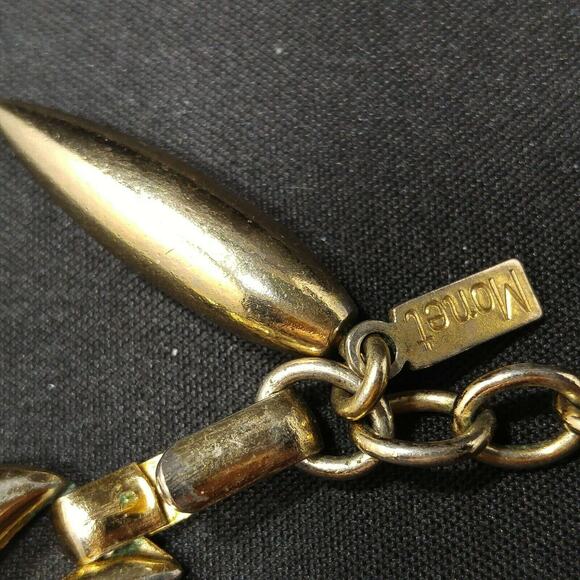 Vintage Monet Medley Necklace Book Piece, Gold Plated Choker 1950s Jewelry 14.5" - Picture 7 of 10